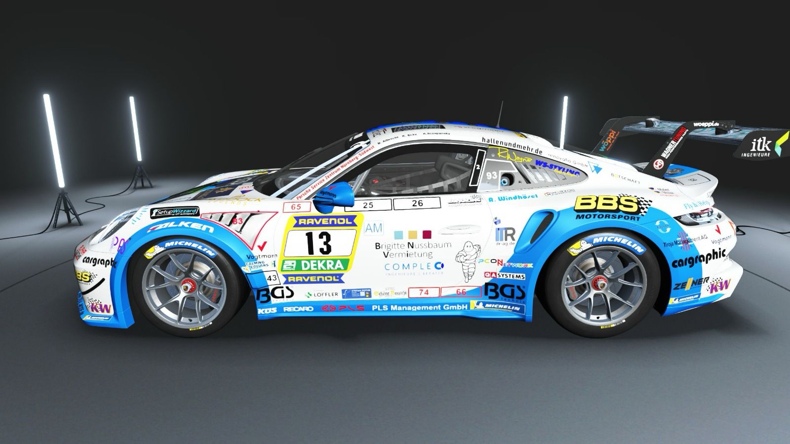 White Angel for Fly and Help Rennfahrzeug Seitenansicht