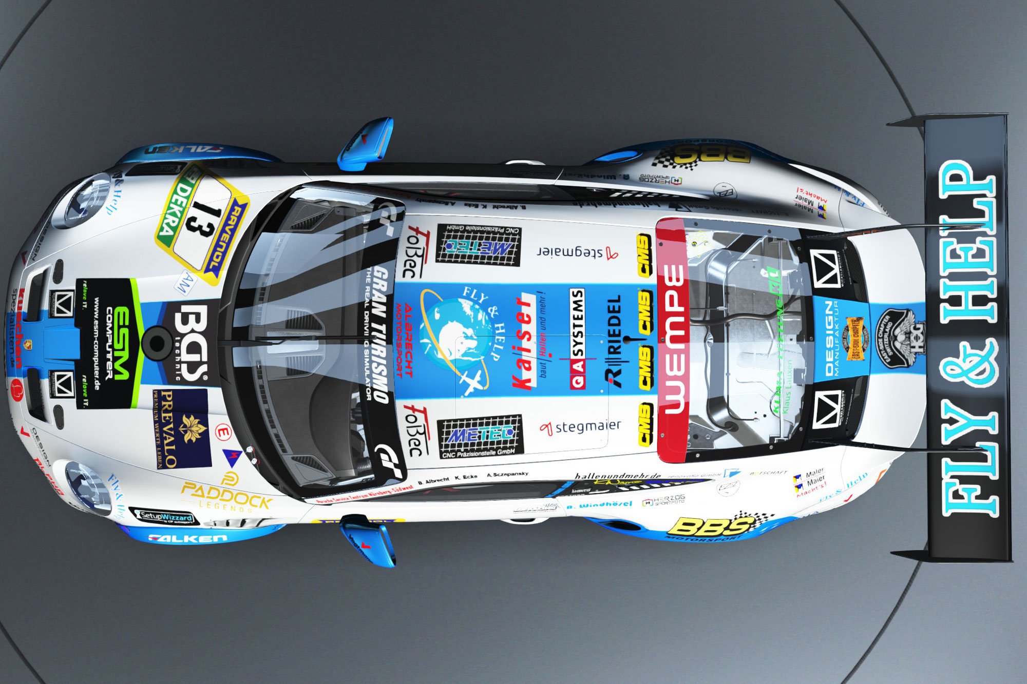 White Angel for Fly and Help Rennfahrzeug Draufsicht